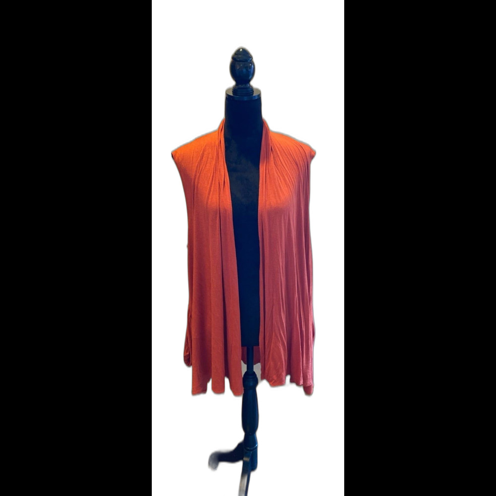 Supernova  Shrug Vest Sz XL with Pockets! Dark Orange‎ Sleeveless Stretchy Flowy